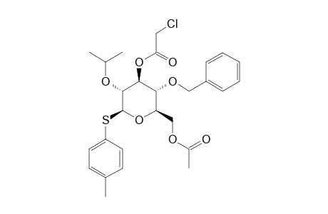 4-METHYLPHENYL-(6-O-ACETYL-4-O-BENZYL-3-O-(2-CHLORO)-ACETYL-2-O-ISOPROPYL)-1-THIO-BETA-D-GLUCOPYRANOSIDE