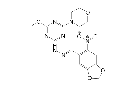 1,3-benzodioxole-5-carboxaldehyde, 6-nitro-, [4-methoxy-6-(4-morpholinyl)-1,3,5-triazin-2-yl]hydrazone