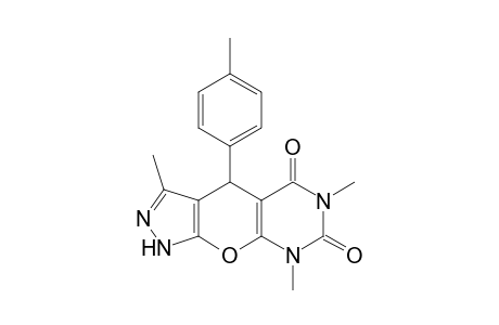 3,6,8-trimethyl-4-(p-tolyl)-6,8-dihydropyrazolo[4',3':5,6]pyrano[2,3-d]pyrimidine-5,7(1H,4H)-dione