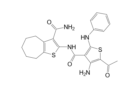 2-(5-Acetyl-4-amino-2-[phenylamino]thiophene-3-carboxamido)-5,6,7,8-tetrahydro-4H-cyclohepta[b]thiophene-3-carboxamide