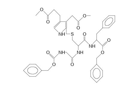 N-Benzyloxycarbonylgly-S-(4-<2-meo-carbonyl-et>-3-meo-carbonyl-me-py rrol-2-ylmethyl)-L-cys teinyl-L-phe benzyl ester