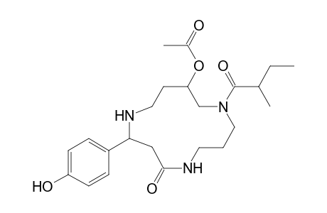 2-Oxo-4-(p-hydroxyphenyl)-8-acetoxy-10-(2'-methylbutanoyl)-1,5,10-triazacyclotridecane