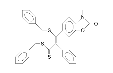 3-Benzylthio-3-(N-methyl-2-oxo-2,3-dihydro-benzoxazol-6-yl)-2-phenyl-prop-2-en-dithioic acid, benzyl ester