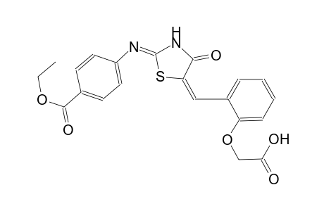 {2-[(E)-((2Z)-2-{[4-(ethoxycarbonyl)phenyl]imino}-4-oxo-1,3-thiazolidin-5-ylidene)methyl]phenoxy}acetic acid