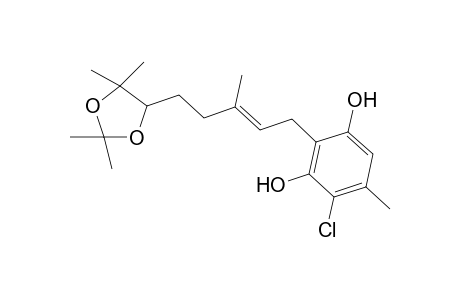 1,3-Benzenediol, 4-chloro-5-methyl-2-[3-methyl-5-(2,2,5,5-tetramethyl-1,3-dioxolan-4-y l)-2-pentenyl]-, (E)-(.+-.)-