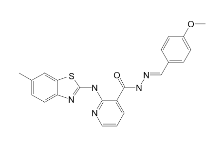 N'-(4-METHOXY-BENZYLIDENE)-2-[(6-METHYL-1,3-BENZOTHIAZOL-2-YL)-AMINO]-PYRIDINE-3-CARBOHYDRAZIDE
