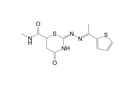 (2E)-N-methyl-4-oxo-2-{(2E)-2-[1-(2-thienyl)ethylidene]hydrazono}-1,3-thiazinane-6-carboxamide