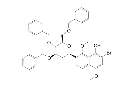 2-Bromo-1-hydroxy-4,8-dimethoxy-7-(3',4',6'-tri-O-benzyl-2'-deoxy-.beta.,D-arabino-hexopyranosyl)naphthalene