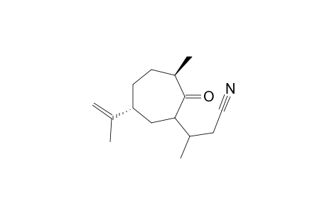 3-((3RS,6RS)-3-methyl-2-oxo-6-(prop-1-en-2-yl)cycloheptyl)butanenitrile