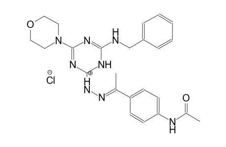 2-(1-(4-acetamidophenyl)ethylidene)-1-(6-(benzylamino)-4-morpholino-1,3,5-triazin-2(1H)-ylidene)hydrazin-1-ium chloride
