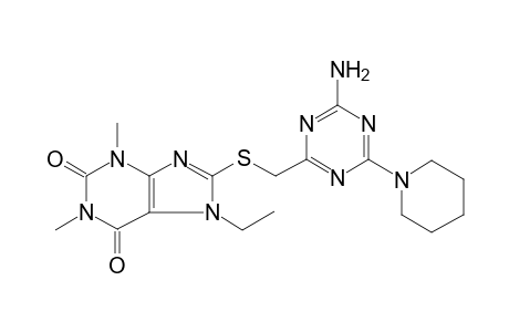 8-[(4-amino-6-piperidin-1-yl-1,3,5-triazin-2-yl)methylsulfanyl]-7-ethyl-1,3-dimethylpurine-2,6-dione