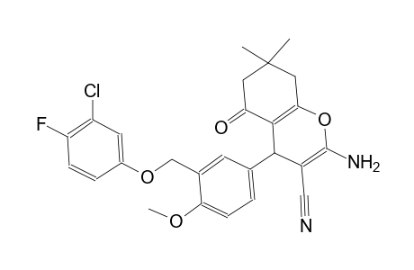 2-amino-4-{3-[(3-chloro-4-fluorophenoxy)methyl]-4-methoxyphenyl}-7,7-dimethyl-5-oxo-5,6,7,8-tetrahydro-4H-chromene-3-carbonitrile