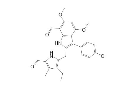 3-(4-Chlorophenyl)-2-[(3-ethyl-5-formyl-4-methyl-1H-pyrrol-2-yl)methyl]-4,6-dimethoxy-1H-indole-7-carbaldehyde