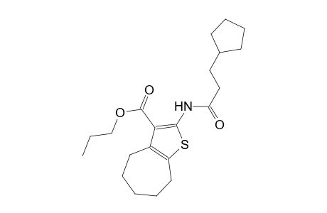 propyl 2-[(3-cyclopentylpropanoyl)amino]-5,6,7,8-tetrahydro-4H-cyclohepta[b]thiophene-3-carboxylate
