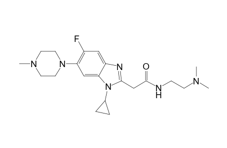 N-[(N',N'-Dimethylamino)ethyl]-5-fluoro-6-(N'-methylpiperazin-1'-yl)-1-cyclopropyl-1H-benzimidazole-2-acetamide