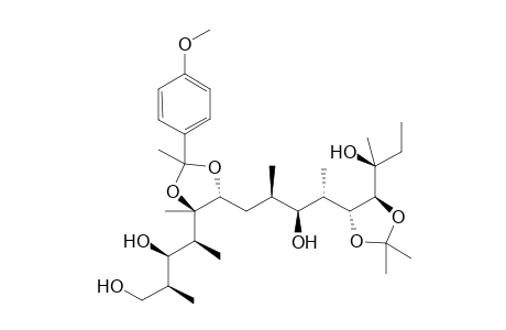 D-arabino-D-gluco-L-ido-Pentadecitol, 2,4,7,8,10,14,15-heptadeoxy-5,6-O-[1-(4-methoxyphenyl)ethylidene]-2,4,8,10-tetramethyl-6,12-di-C-methyl-11,12-O-(1-methylethylidene)-