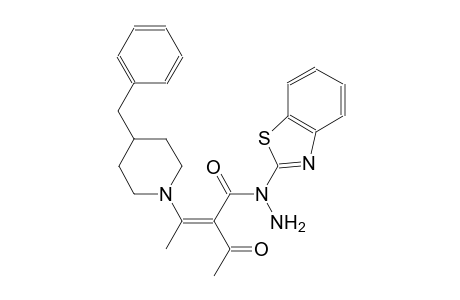 (2Z)-2-acetyl-N-(1,3-benzothiazol-2-yl)-3-(4-benzyl-1-piperidinyl)-2-butenohydrazide