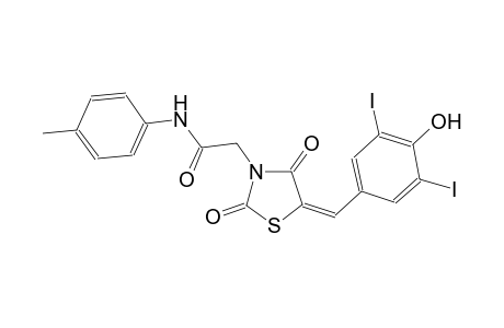 2-[(5E)-5-(4-hydroxy-3,5-diiodobenzylidene)-2,4-dioxo-1,3-thiazolidin-3-yl]-N-(4-methylphenyl)acetamide