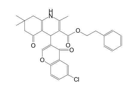 3-quinolinecarboxylic acid, 4-(6-chloro-4-oxo-4H-1-benzopyran-3-yl)-1,4,5,6,7,8-hexahydro-2,7,7-trimethyl-5-oxo-, 2-phenylethyl ester