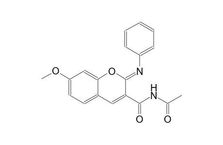 N-{[(2Z)-7-methoxy-2-(phenylimino)-2H-chromen-3-yl]carbonyl}acetamide