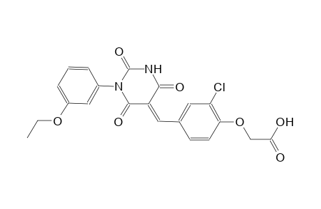 {2-chloro-4-[(E)-(1-(3-ethoxyphenyl)-2,4,6-trioxotetrahydro-5(2H)-pyrimidinylidene)methyl]phenoxy}acetic acid
