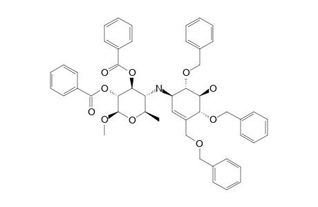 METHYL-2,3-DI-O-BENZOYL-4-[(1'R,4'R,5'R,6'S)-4',6'-DIBENZYLOXY-3'-BENZYLOXYMETHYL-5-HYDROXY-CYCLOHEX-2'-ENYL]-AMINO-4,6-DIDEOXY-BETA-D-GLUCOPYRANOSIDE;#21