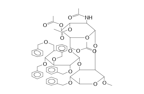 METHYL 4-O-BENZYL-2-O-(2-ACETAMIDO-3,4,6-TRI-O-ACETYL-2-DEOXY-BETA-D-GLUCOPYRANOSYL)-3-O-(2,3,4,6-TETRA-O-BENZYL-ALPHA-D-GLUCOPYRANOSYL)-ALPHA-L-RHAMNOPYRANOSIDE