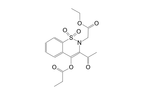 3-acetyl-2-(2-ethoxy-2-oxoethyl)-1,1-dioxido-2H-1,2-benzothiazin-4-yl propionate