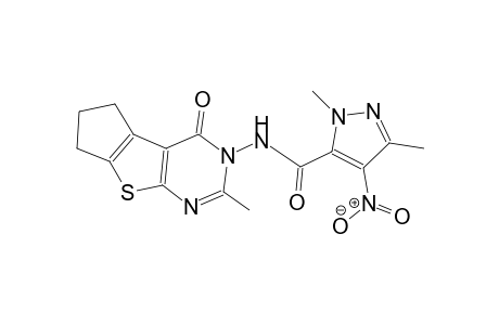 1,3-dimethyl-N-(2-methyl-4-oxo-6,7-dihydro-4H-cyclopenta[4,5]thieno[2,3-d]pyrimidin-3(5H)-yl)-4-nitro-1H-pyrazole-5-carboxamide