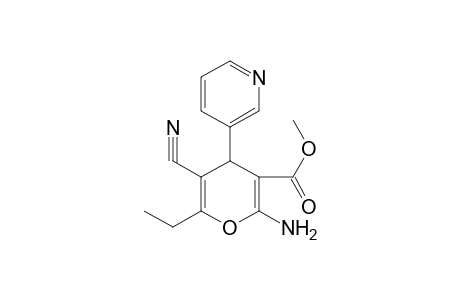 4H-Pyran-3-carboxylic acid, 2-amino-5-cyano-6-ethyl-4-(3-pyridinyl)-, methyl ester