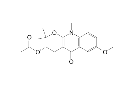 5H-Pyrano[2,3-b]quinolin-5-one, 3-(acetyloxy)-2,3,4,10-tetrahydro-7-methoxy-2,2,10-trimethyl-, (S)-