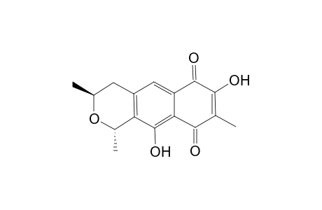 (+-)-trans-3,4,6,9-tetrahydro-7,10-dihydroxy-1,3,8-trimethyl-1H-naphtho[2,3-c]pyran-6,9-dione[(+-)-isoventilagone]
