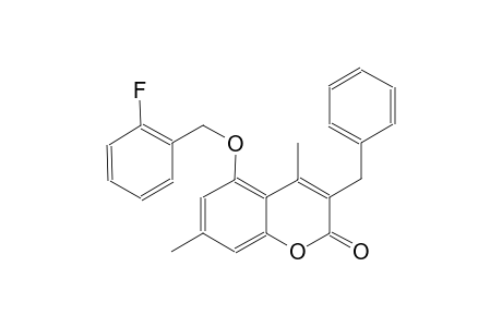 2H-1-benzopyran-2-one, 5-[(2-fluorophenyl)methoxy]-4,7-dimethyl-3-(phenylmethyl)-