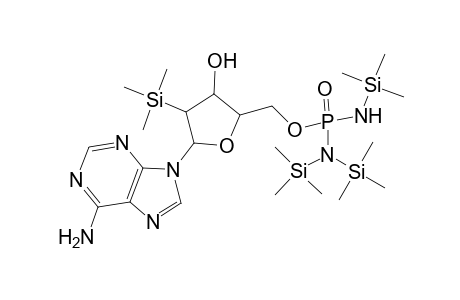 4',N,N,N-tetra(trimethylsilyl)-(2'-oxa-3'-adeninyl-5'-hydroxy-cyclopentyl)-methyl-diaminophoshoate
