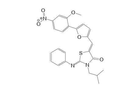 (2Z,5Z)-3-isobutyl-5-{[5-(2-methoxy-4-nitrophenyl)-2-furyl]methylene}-2-(phenylimino)-1,3-thiazolidin-4-one