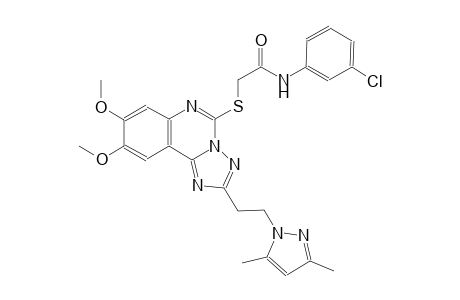 N-(3-chlorophenyl)-2-({2-[2-(3,5-dimethyl-1H-pyrazol-1-yl)ethyl]-8,9-dimethoxy[1,2,4]triazolo[1,5-c]quinazolin-5-yl}sulfanyl)acetamide