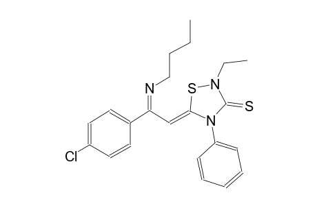 (5Z)-5-[(2E)-2-[(E)-butylimino]-2-(4-chlorophenyl)ethylidene]-2-ethyl-4-phenyl-1,2,4-thiadiazolidine-3-thione
