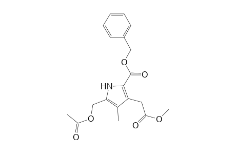1H-Pyrrole-3-acetic acid, 5-[(acetyloxy)methyl]-4-methyl-2-[(phenylmethoxy)carbonyl]-, methyl ester