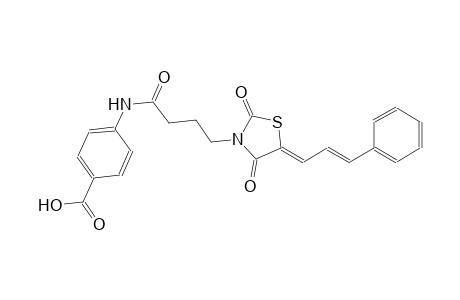 4-[(4-{(5Z)-2,4-dioxo-5-[(2E)-3-phenyl-2-propenylidene]-1,3-thiazolidin-3-yl}butanoyl)amino]benzoic acid