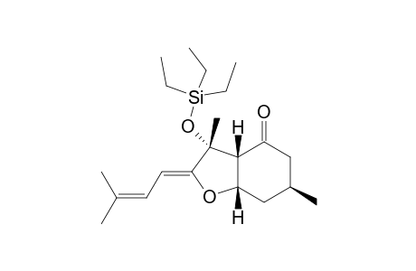 (+-)-(3RS,3aRS,6SR,7aSR)-3,6-Dimethyl-2-(3-methylbut-2-enylidene)-3-[(triethylsilyl)oxy]-hexahydrobenzofuran-4(2H)-one