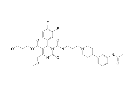 #36;2-HYDROXYPROPYL-3-[3-[4-(3-ACETAMIDOPHENYL)-PIPERIDIN-1-YL]-PROPYL-CARBAMOYL]-4-(3,4-DIFLUOROPHENYL)-6-(METHOXYMETHYL)-2-OXO-1,2,3,4-TETRAHYDRO-PYRIMIDINE-