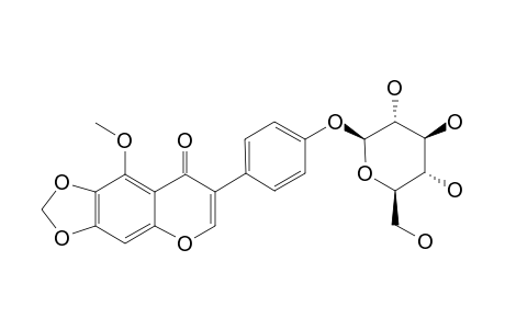 GERMANAISM-B;#2;NIGRICIN-4'-O-BETA-D-GLUCOPYRANOSIDE;5-METHOXY-3-(4'-O-BETA-D-GLUCOPYRANOSYL)-6,7-METHYLENEDIOXY-4H-1-BENZOPYRAN-4-ONE