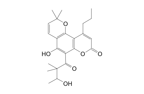 (+-)-6,6-Dimethyl-10-(2,2-dimethyl-3-hydroxybutanoyl)-9-hydroxy-4-propyl-2H,6H-benzo[1,2-b:3,4:b']dipyran-2-one