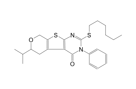 4H-pyrano[4',3':4,5]thieno[2,3-d]pyrimidin-4-one, 2-(hexylthio)-3,5,6,8-tetrahydro-6-(1-methylethyl)-3-phenyl-