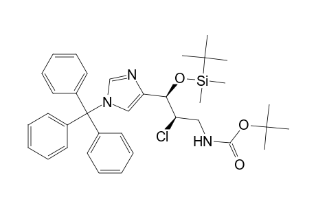 Carbamic acid, [2-chloro-3-[[(1,1-dimethylethyl)dimethylsilyl]oxy]-3-[1-(triphenylmethyl)-1H-imidazol-4-yl]propyl]-, 1,1-dimethylethyl ester, (R*,R*)-(.+-.)-