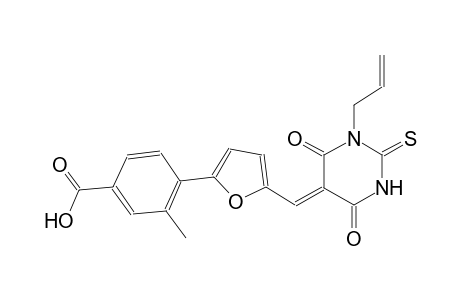 4-{5-[(Z)-(1-allyl-4,6-dioxo-2-thioxotetrahydro-5(2H)-pyrimidinylidene)methyl]-2-furyl}-3-methylbenzoic acid
