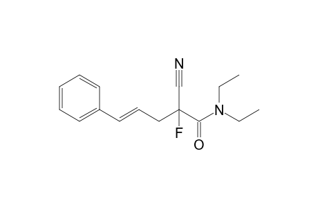 (E)-2-cyano-N,N-diethyl-2-fluoranyl-5-phenyl-pent-4-enamide