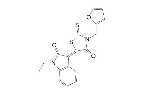 (3Z)-1-ethyl-3-[3-(2-furylmethyl)-4-oxo-2-thioxo-1,3-thiazolidin-5-ylidene]-1,3-dihydro-2H-indol-2-one