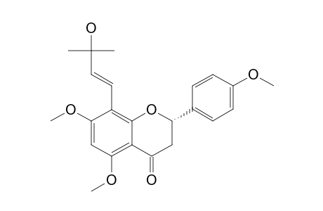GLYPUBEROL;(S)-2,3-DIHYDRO-8-(3-HYDROXY-3-METHYL-1-BUTENYL)-5,7-DIMETHOXY-2-(4-METHOXYPHENYL)-4H-1-BENZOPYRAN-4-ONE