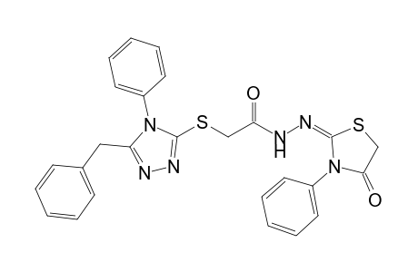 (5-Benzyl-4-phenyl-4H-[1,2,4]triazol-3-ylsulfanyl)-acetic acid[4-oxo-3-phenyl-thiazolidin-(2E)-ylidene]-hydrazide